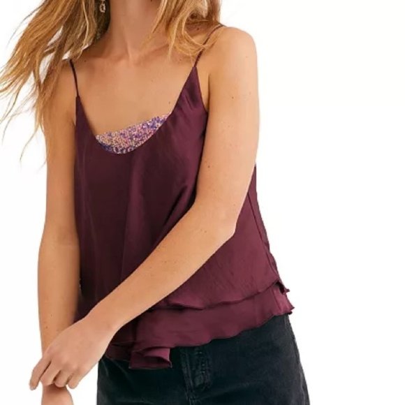 Free People Tops - NWT Free People Purple Sequin Blouse Top